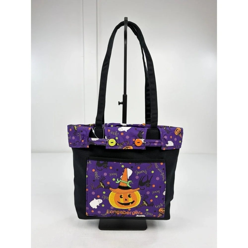 Vintage Longaberger Happy Halloween Small Shopper Tote Bag New Purple Pumpkin